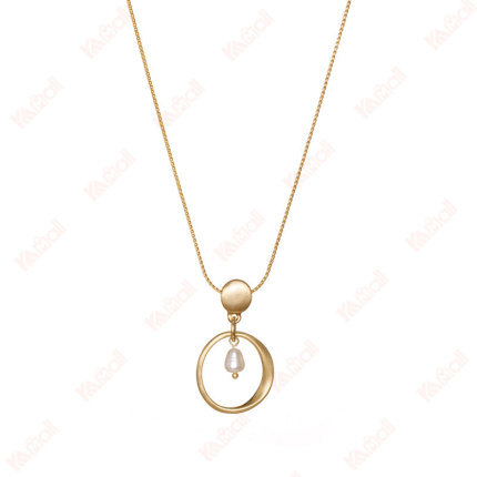 gold necklace geometric shape pearl